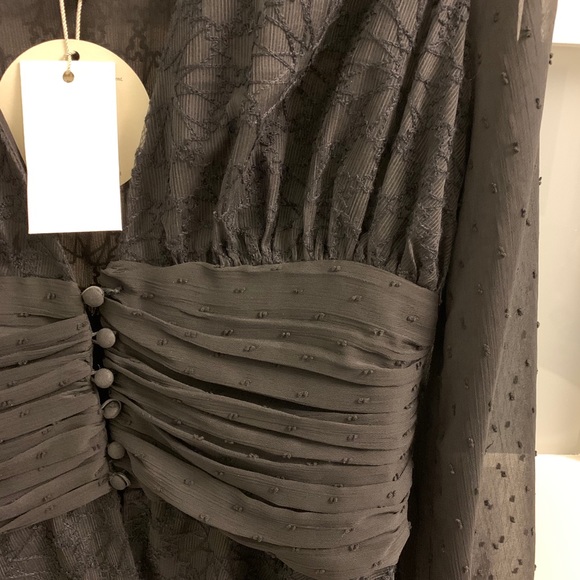 Black, polyester embroidered shear blouse. - Picture 4 of 5